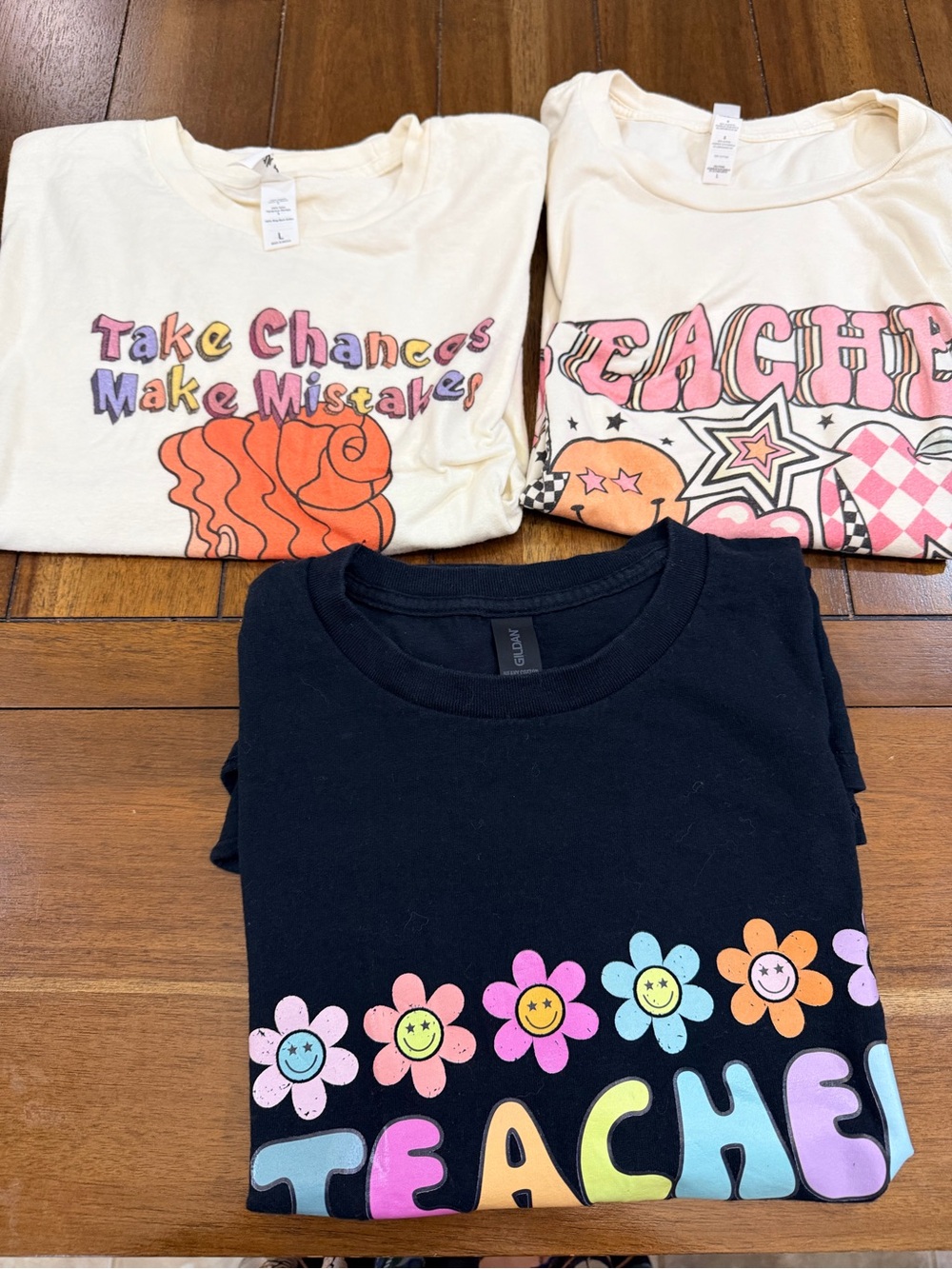 Women’s Graphic T-Shirt Bundle Size Large L | Teacher Graphic Tees | set 3